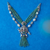 Emerald Beads with Venkateshwara Swamy Diamond Pendant