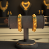 Floral-Engraved Gold Cuff Bangles (Pair)
