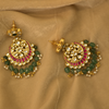 Kundan & Emerald-Accent Chandbali Earrings