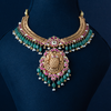 Golden kundan with Emerald Drops