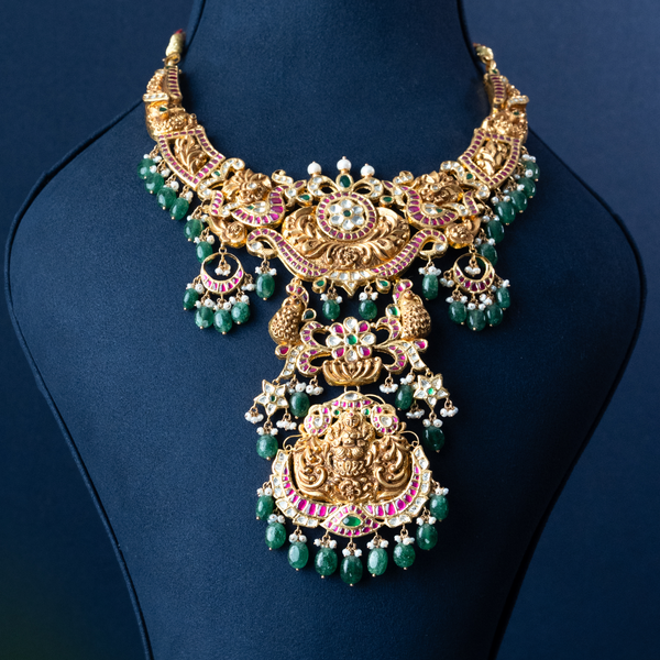 Antique Temple Lakshmi Nakshi Kundan Necklace – Swarnmala Jewellery