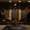 Ruby-Accent Floral Gold Kada Bangles (Pair)